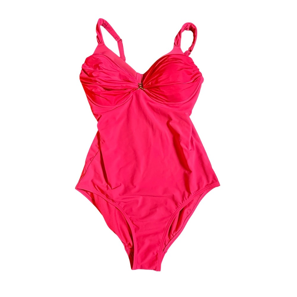 Amoena Cabanas Pink One Piece Swimsuit Mastectomy Pocketed 8 C EU 38C 71018